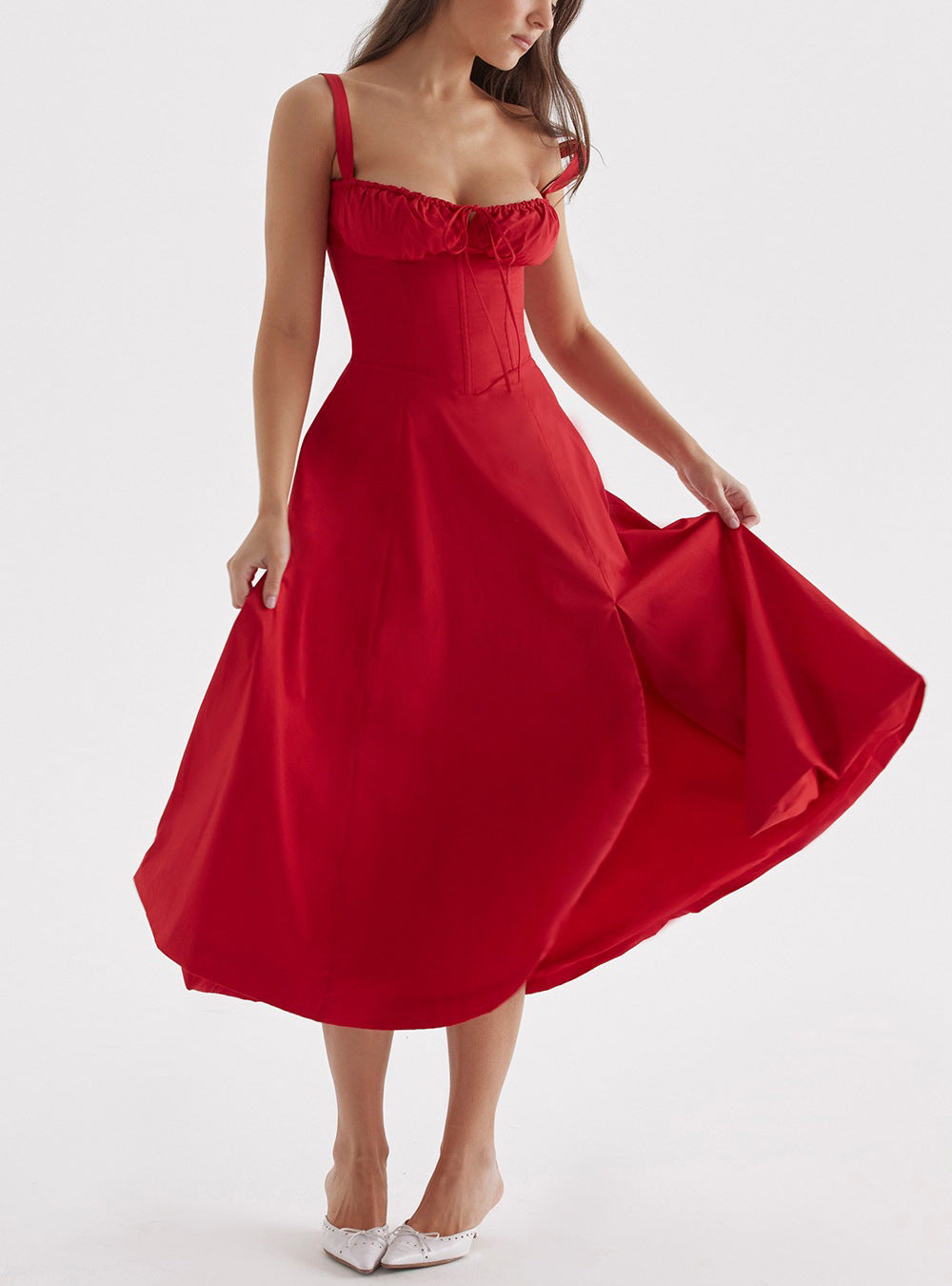 Sweetheart Corset Floral Midi Dress