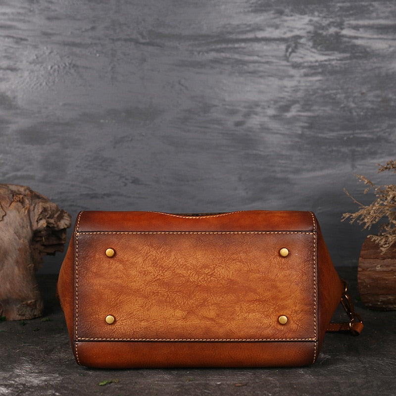 Vintage Embossed Leather Satchel – Available in Graphite Grey, Brown, and Red Bean Paste