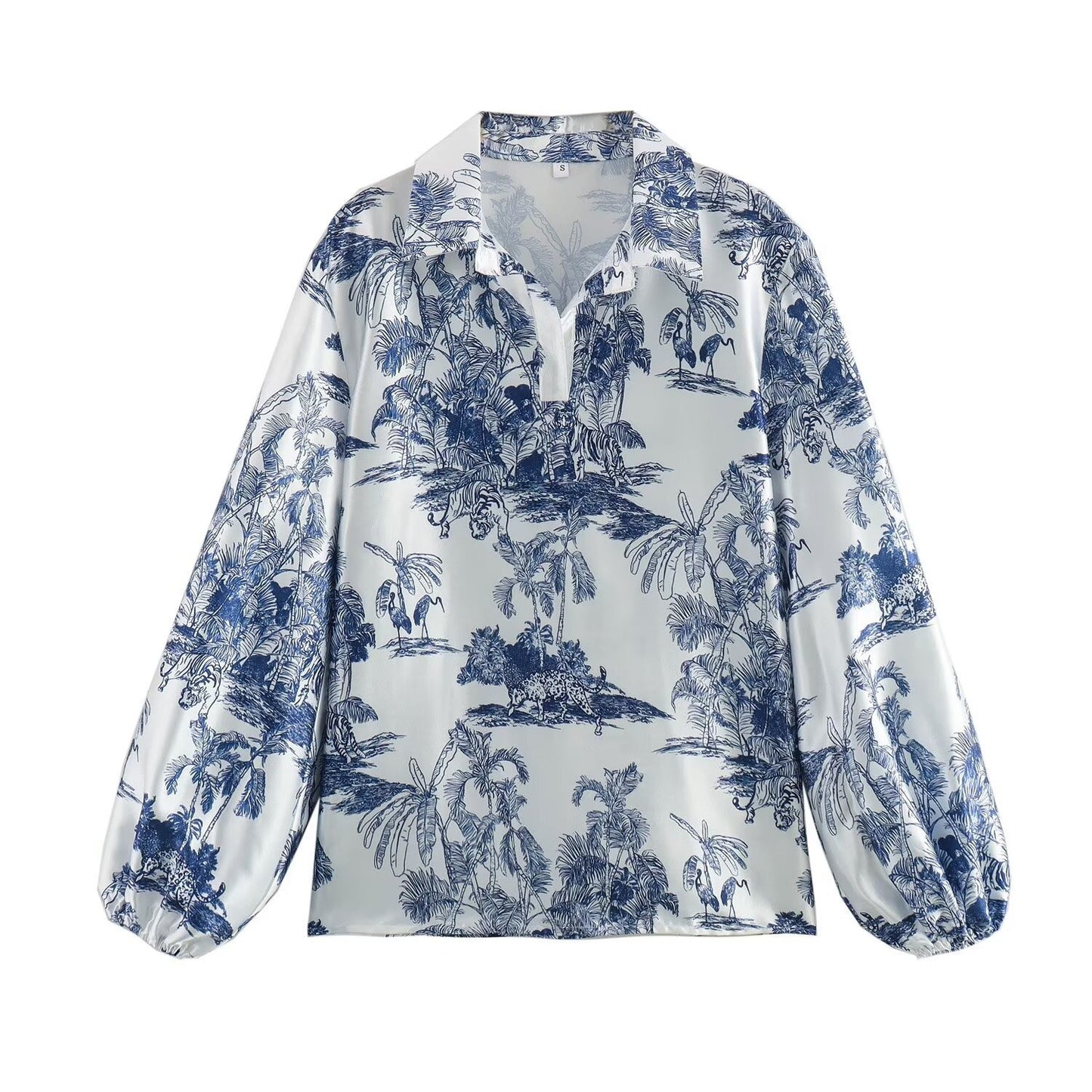 Azure Jungle Scenic Shirt & Ombre-Hem Trousers Set
