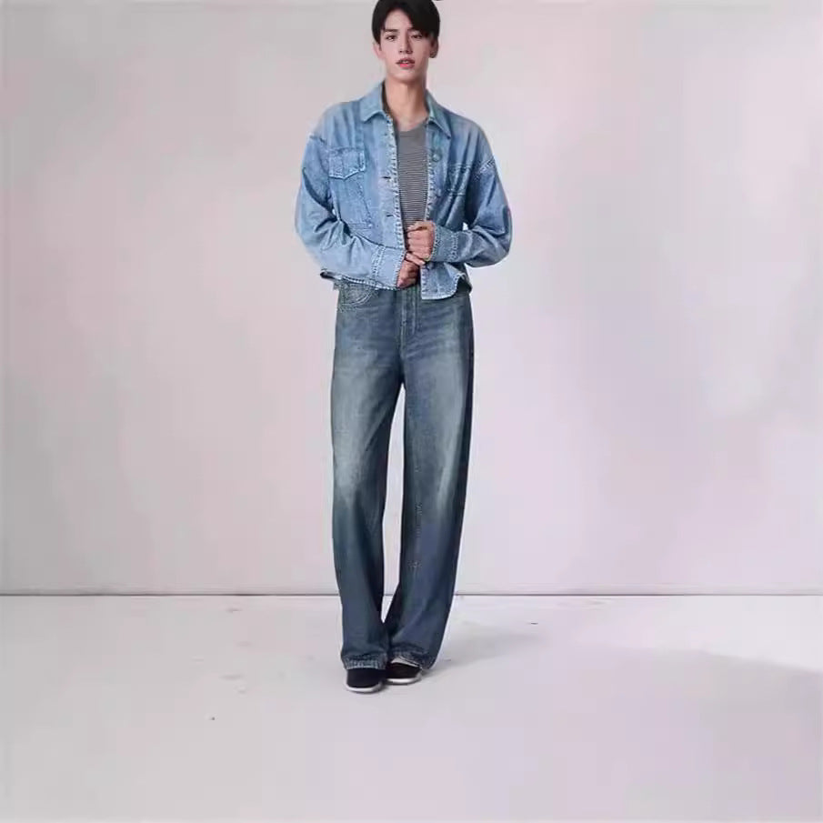 Vintage Wash High-Waisted Wide Leg Jeans