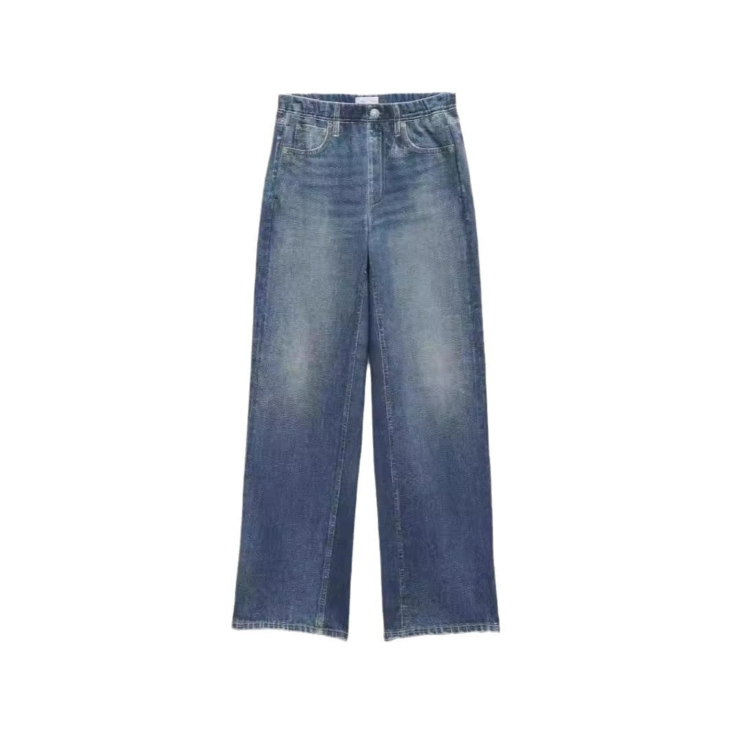 Vintage Wash High-Waisted Wide Leg Jeans