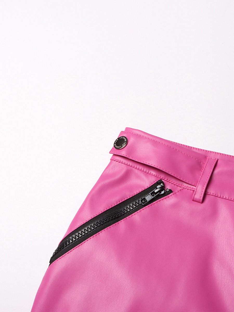 Faux Leather Cargo Pants – Hot Pink