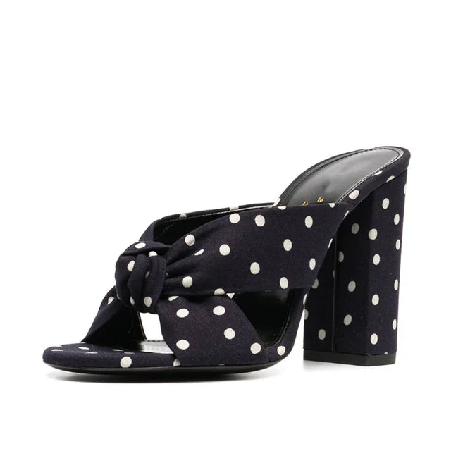 Aria Knot-Front Block-Heel Mules