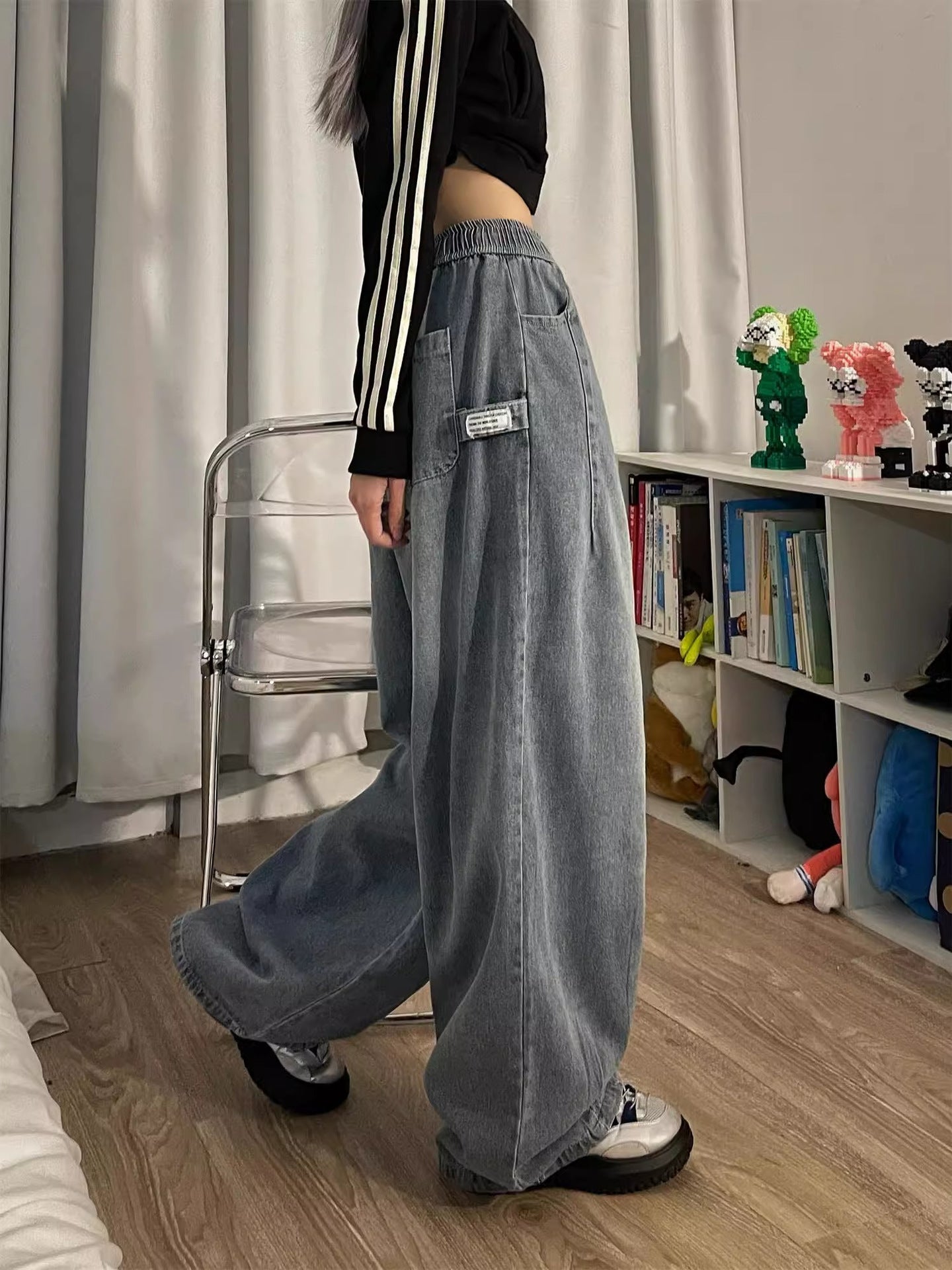 Oversized Wide-Leg Denim Joggers