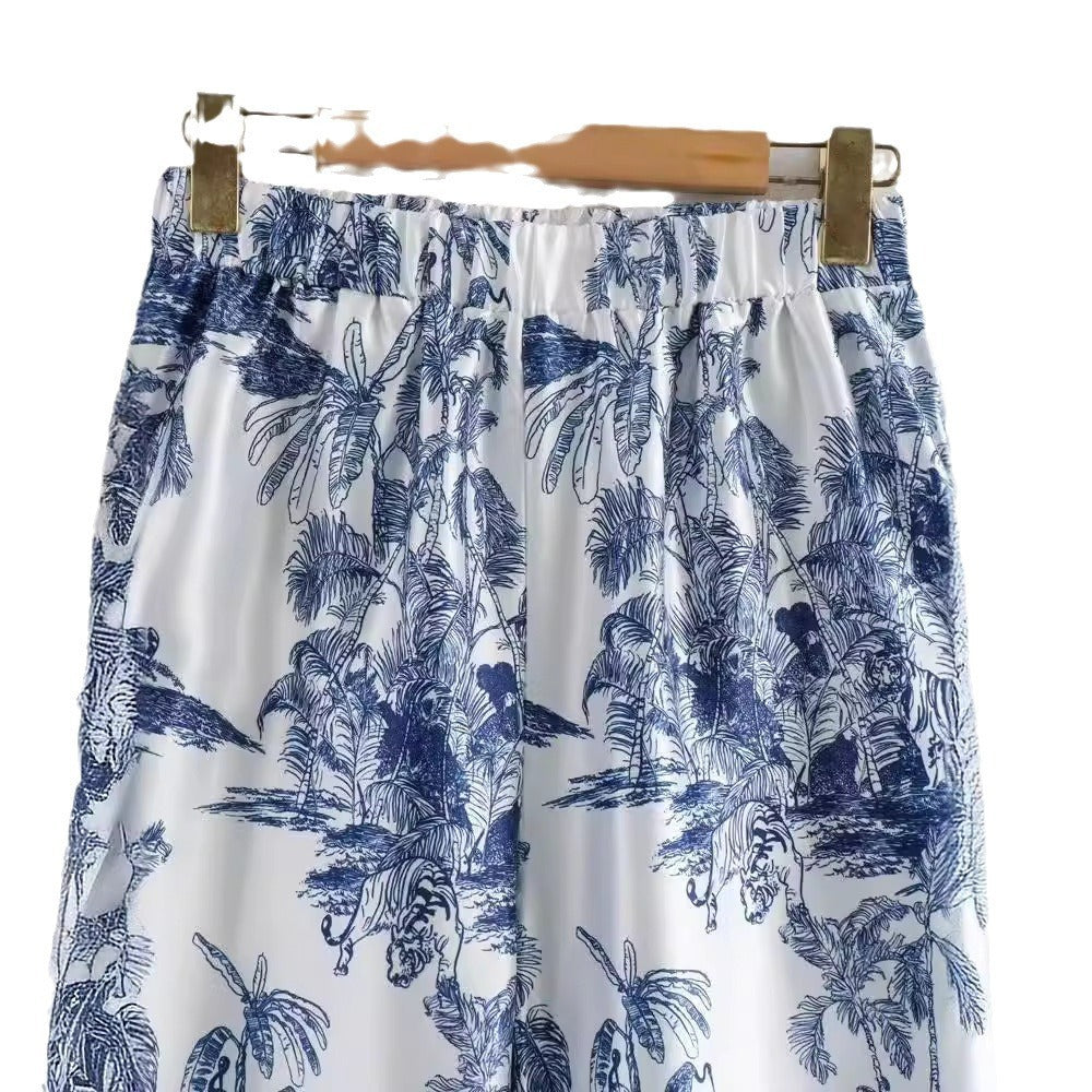 Azure Jungle Scenic Shirt & Ombre-Hem Trousers Set