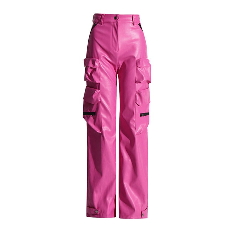 Faux Leather Cargo Pants – Hot Pink
