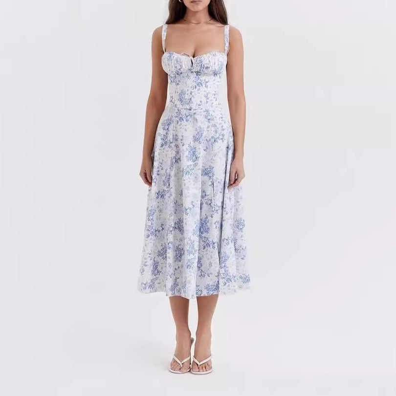 Sweetheart Corset Floral Midi Dress