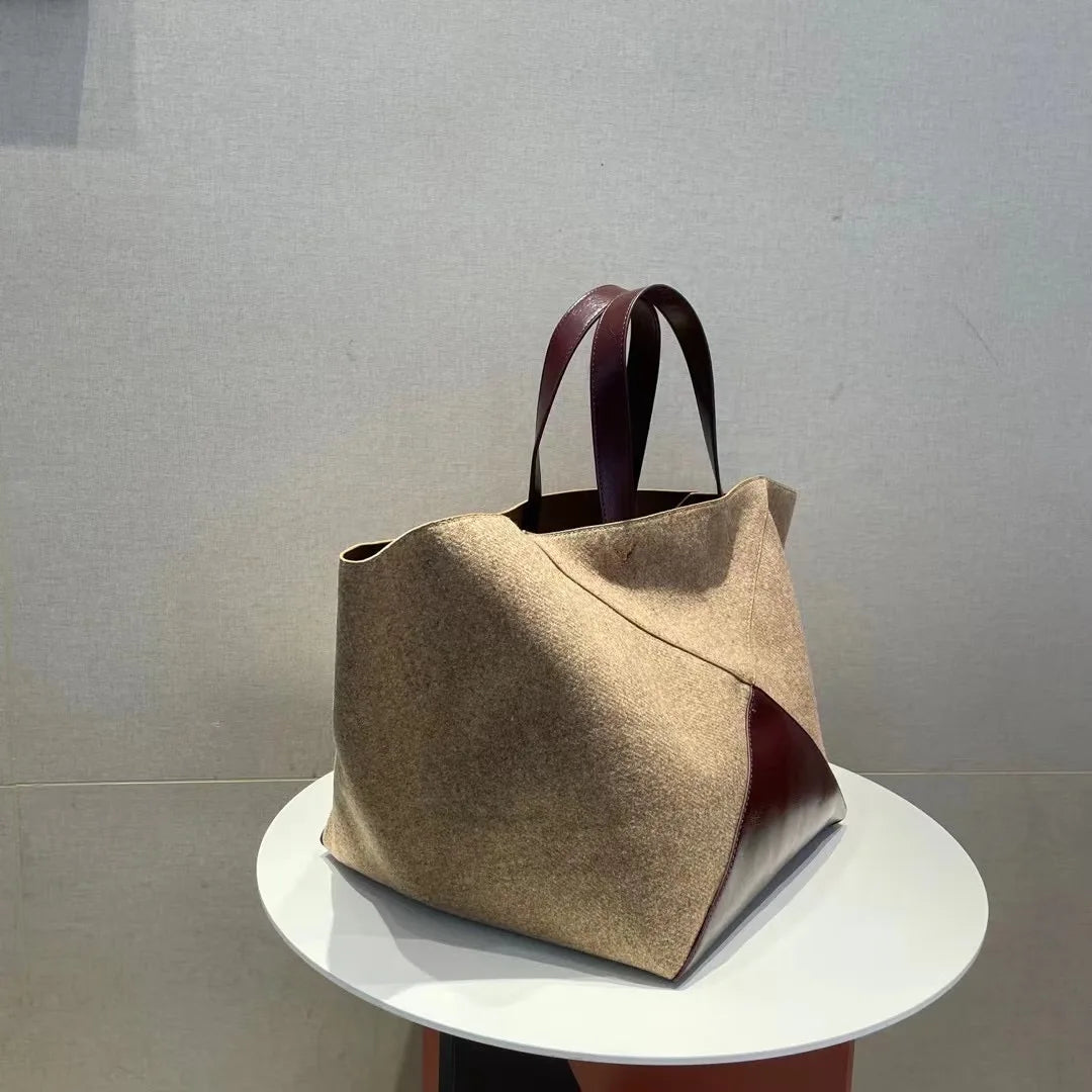 Hexagonal Patchwork Velvet & Vegan Leather Tote