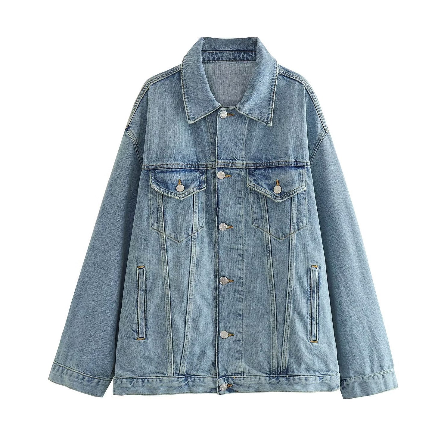 Denim Jacket & Wide-Leg Jeans Two-Piece Set