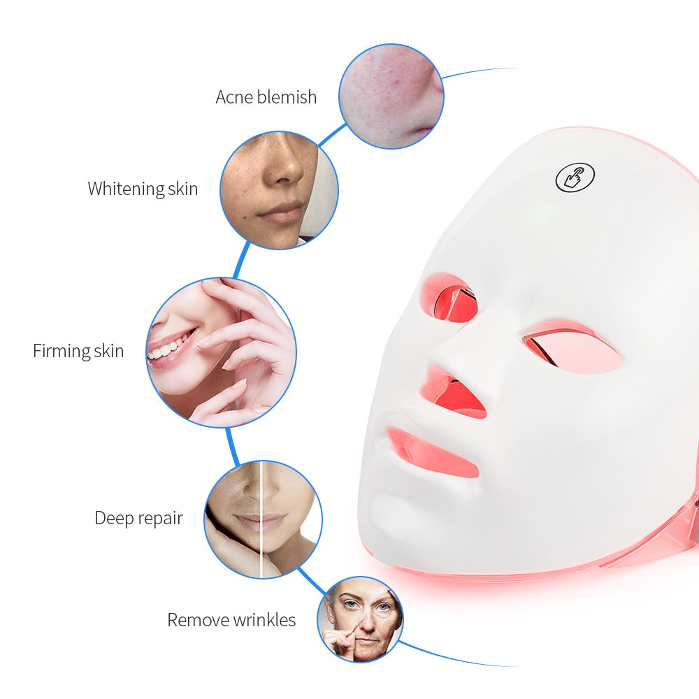 USB Rechargeable Manual Touch Test LED Mask Colorful Photon Skin Rejuvenation Beauty Facial Mask
