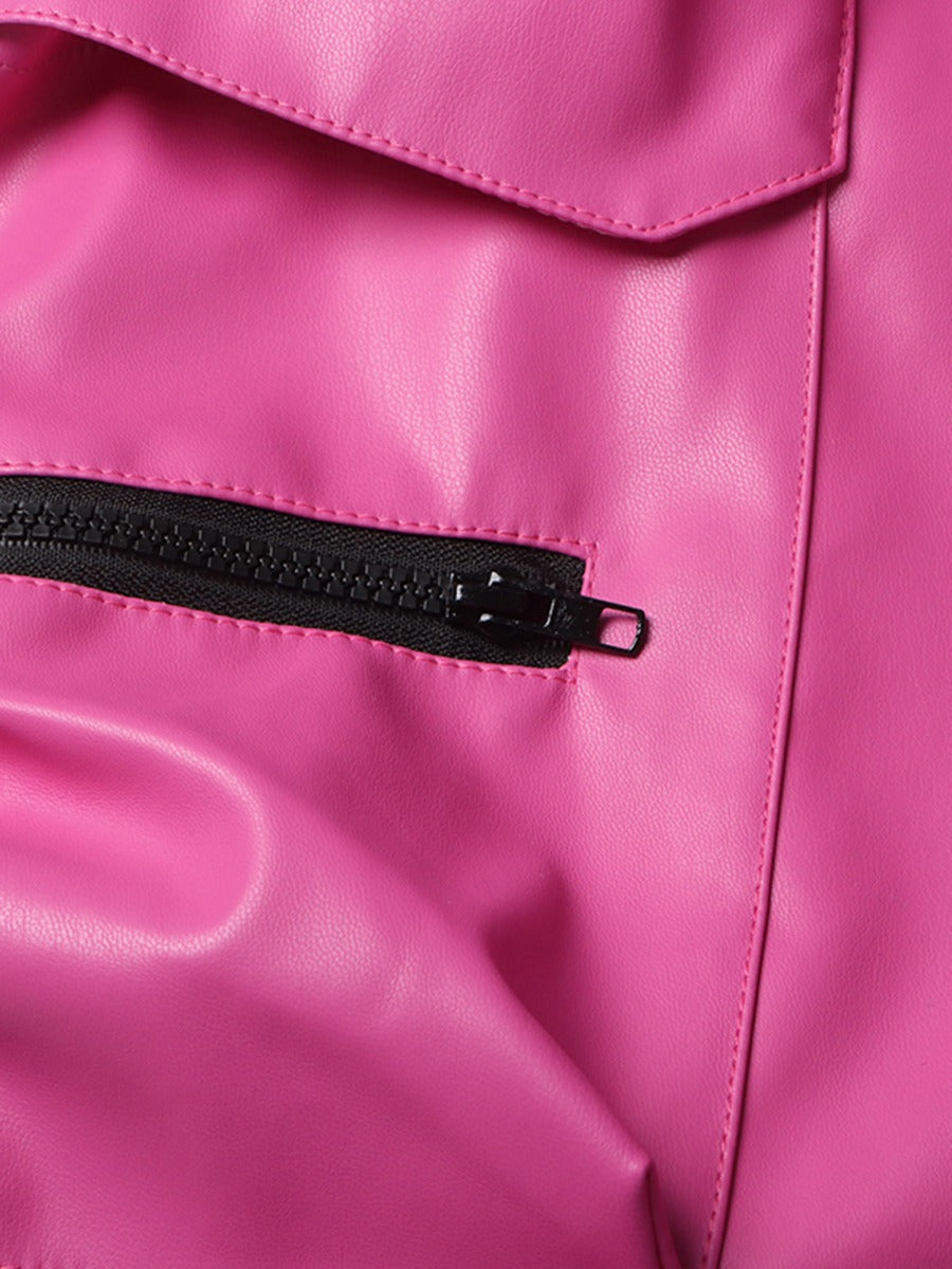 Faux Leather Cargo Pants – Hot Pink