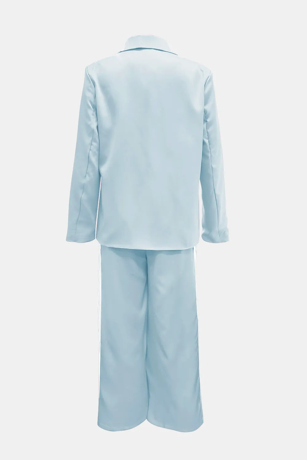 Athleisure‐Inspired Three‐Stripe Blazer & Wide-Leg Pant Set