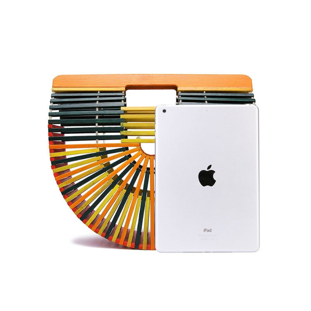 The Multicolored Woven Bamboo Clutch Bag