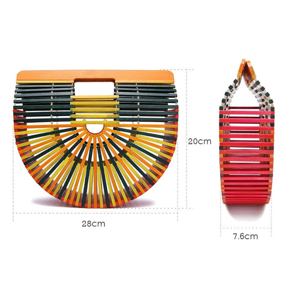 The Multicolored Woven Bamboo Clutch Bag