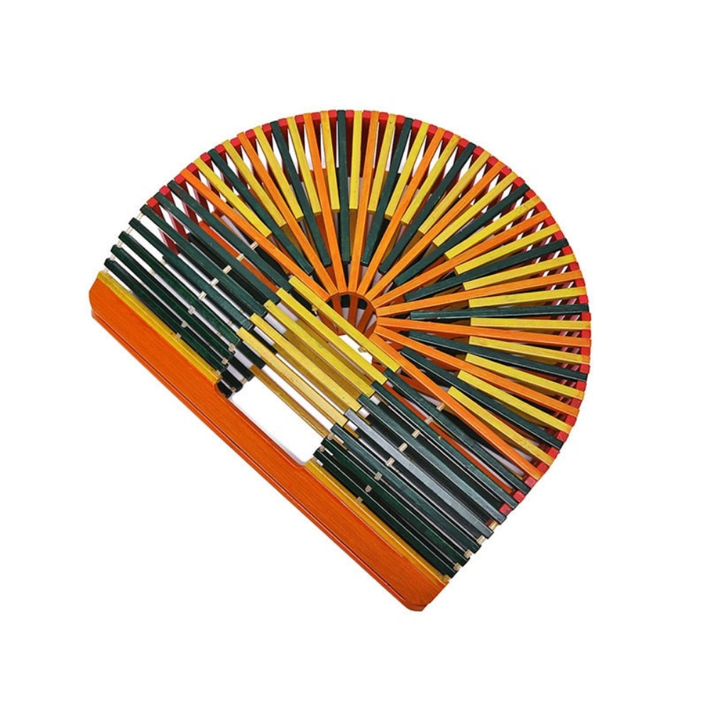 The Multicolored Woven Bamboo Clutch Bag