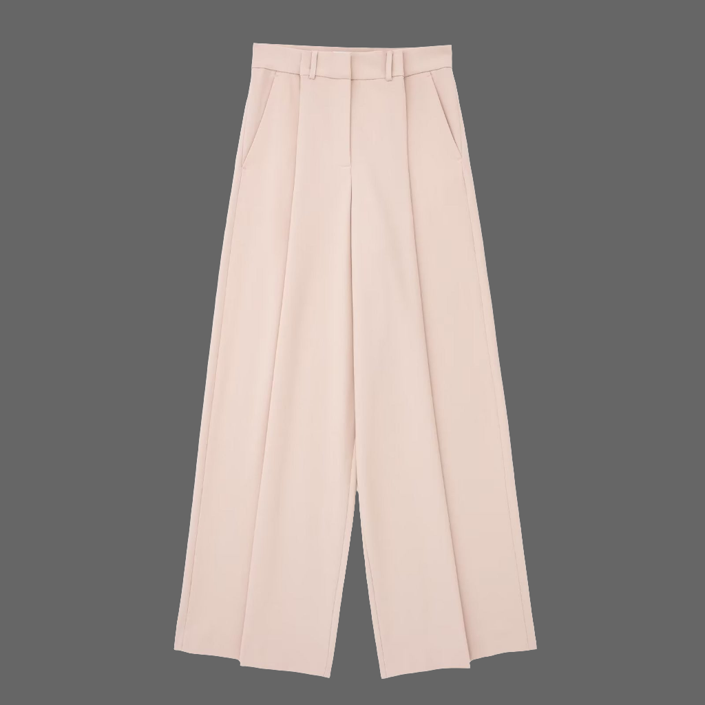 Blush Feathered 3-Piece Power Set — Blazer, Cropped Wide-Leg Pants & Heart Corset Top