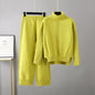 Two-Piece High Neck Knot Pullover and Matching Loose  Wide Leg Pants, Multiple  Colors