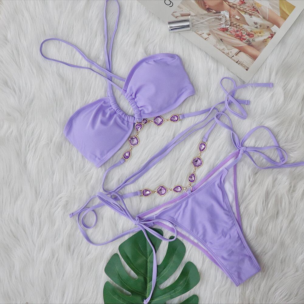 Crystal Luxe Strappy Bikini Set