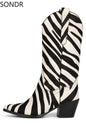 Wild Side Cowhide Western Boots – Cow & Zebra Print