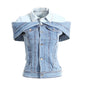 Cool Folding Sleeves Off the Shoulder Denim Shirt