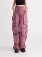 Acid-Wash Pink Utility Cargo Jeans