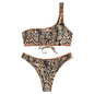 Reversible One-Shoulder Snake Print Bikini Set