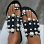 Stylish Set Pearl Flat Sandals for Women in  Elegant Earthy Colors