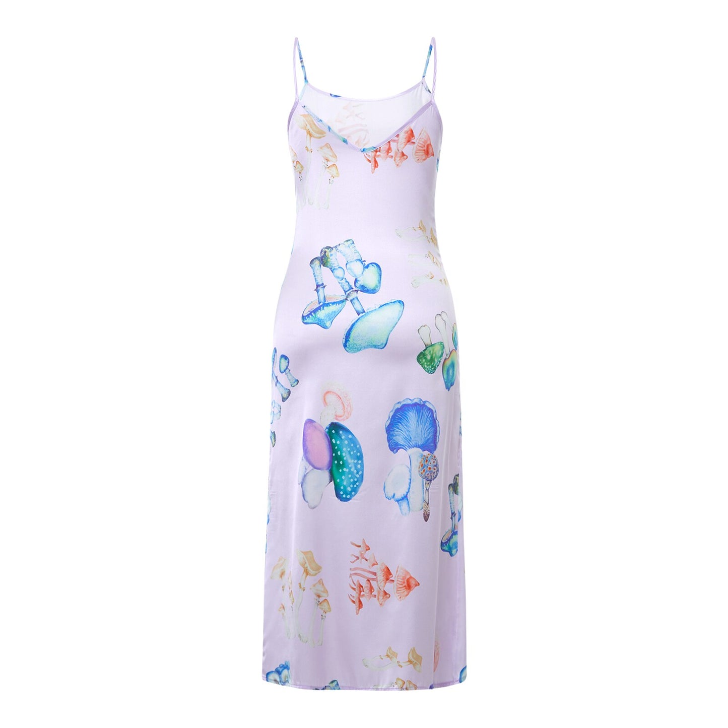 Whimsical Mushroom Print Slip Dress – Quirky Meets Elegant