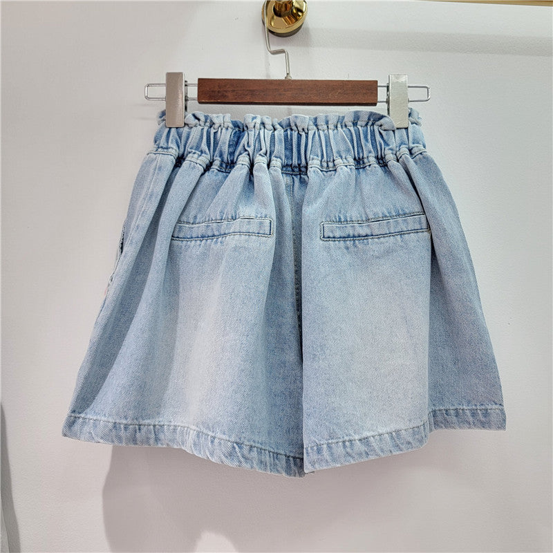 Rainbow Gem Embellished Denim Shorts – Sparkle That Slays