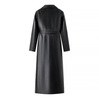 Black Vegan Leather Coat for Women, Elegant, Stylish Outerwear