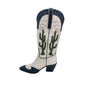Western Cowboy Mid Calf Women Boots Chunky High Heels Cactus Vintage Cowgirl Long Boots Retro Shoes Woman