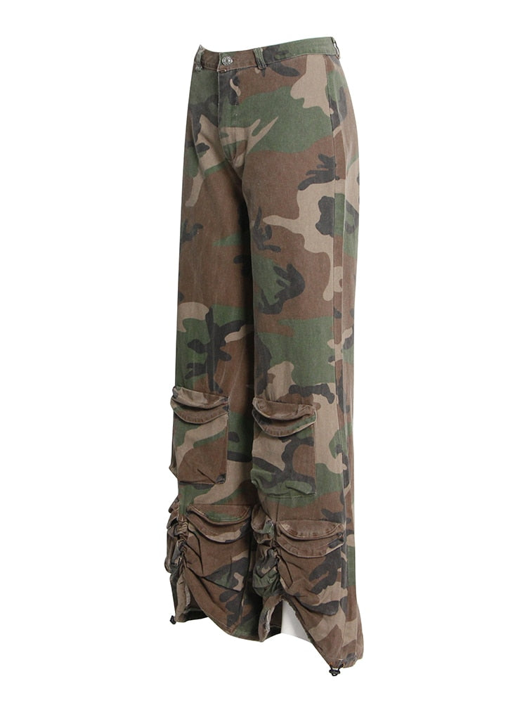 Urban Camo Cargo Pants with Cinched Hem