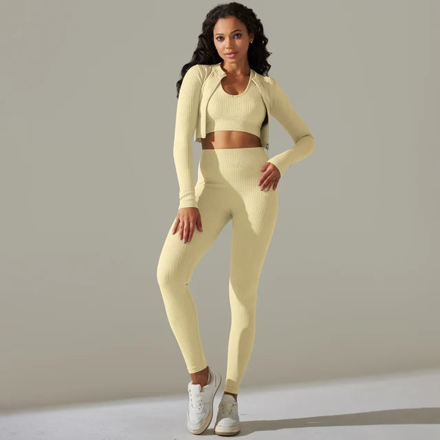 Quick Drying and Breathable Fitness Workout Zippered Leggings Set