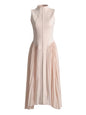 Stylish Long  Pleated Dress With High Neck For Women