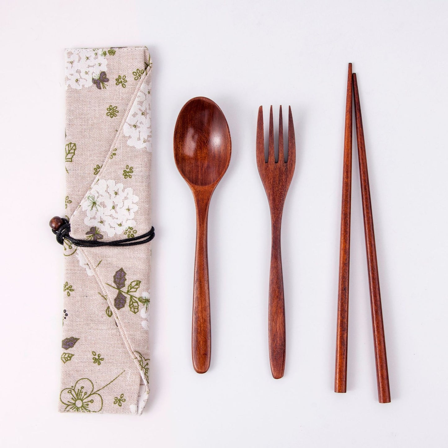 Three Piece Set of Japanese Wooden Tableware, Chopsticks, Spoons,Knife, Fork, Knife