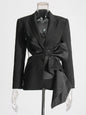 Sculptural Bow Detail Black Blazer – Where Power Meets Drama