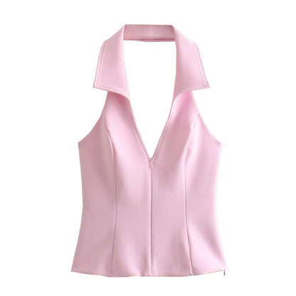 “Blush Breeze” Collar Halter Top & Skort Co-ord Set