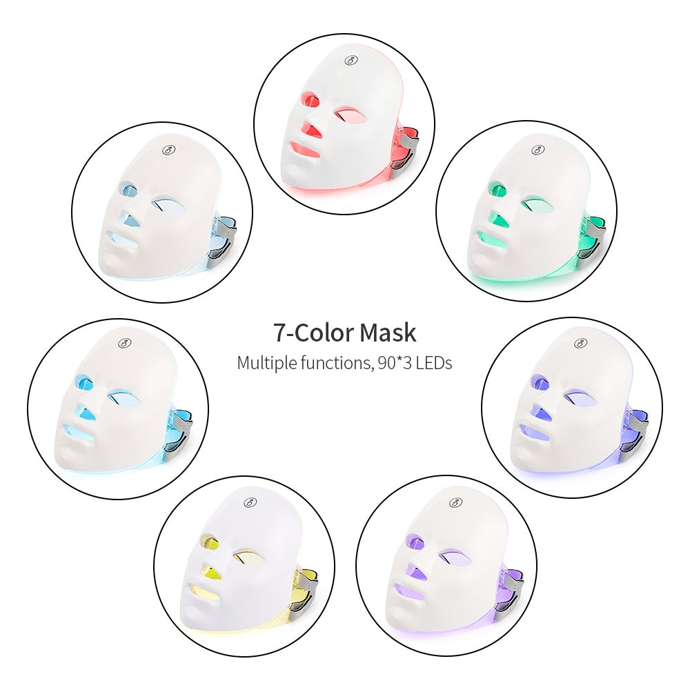 USB Rechargeable Manual Touch Test LED Mask Colorful Photon Skin Rejuvenation Beauty Facial Mask