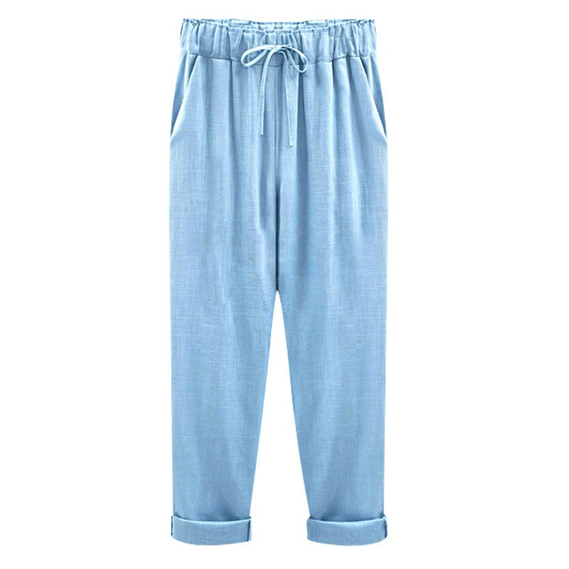 Women's Cotton and Linen Cropped Loose Pants, Multiple  Colors Options