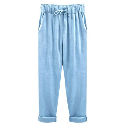 Women's Cotton and Linen Cropped Loose Pants, Multiple  Colors Options