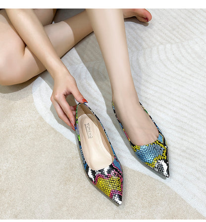 Serpentina Snake-Print Pointed-Toe Slip-On Flats