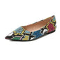 Serpentina Snake-Print Pointed-Toe Slip-On Flats