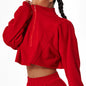 Long Sleeve Cropped Sweatshirt With Zipper