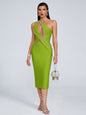 Fashionable Sexy One Shoulder Bandage dress with a Deep Vee-Neck Front Cut-Out