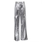 Futuristic Metallic-Silver Cargo Trousers