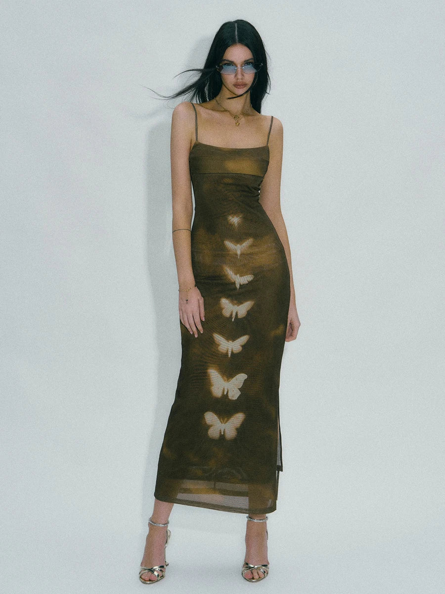 Ethereal Butterfly Sheer Slip Dress