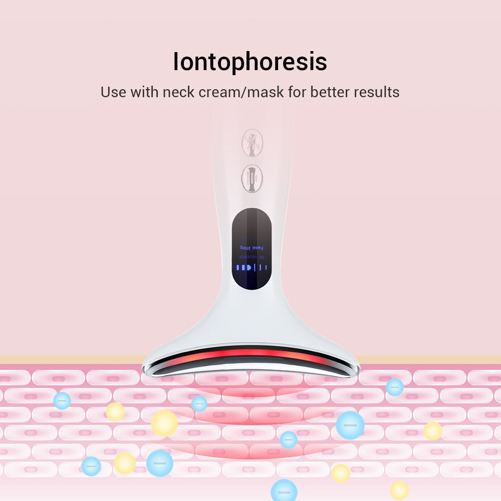 Color Light Microcurrent Constant Temperature Neck  and Face Beauty Device for Skin Rejuvenation, Wrinkles Remover, EMS Tightening, and Neck Lines Firming