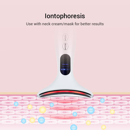 Color Light Microcurrent Constant Temperature Neck  and Face Beauty Device for Skin Rejuvenation, Wrinkles Remover, EMS Tightening, and Neck Lines Firming