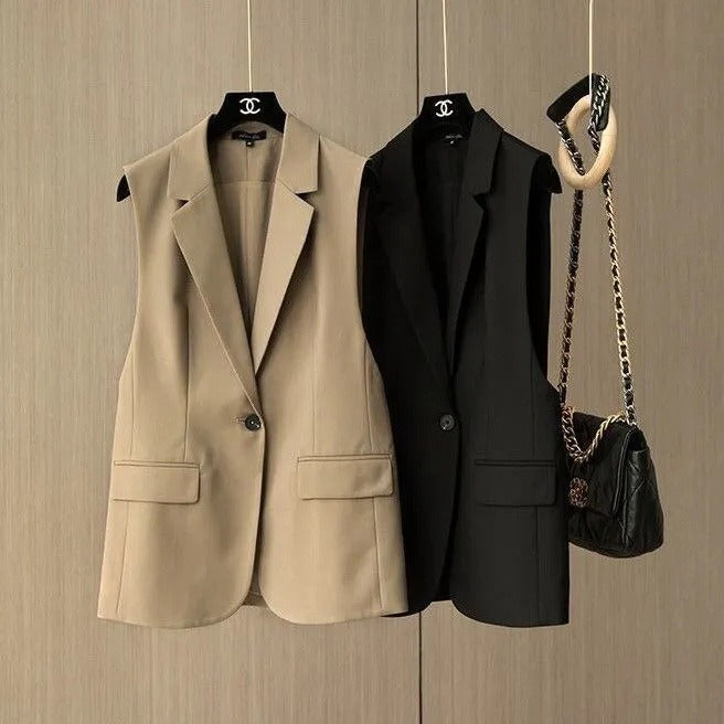 Sleeveless Tailored Blazer Vest – Minimalist Power Dressing