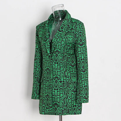 Single Breasted Snake Print Blazer for Women